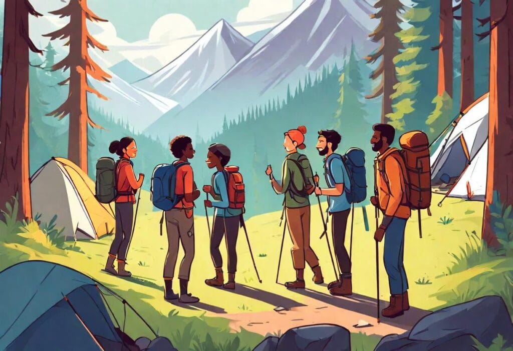 a group of people going for hiking