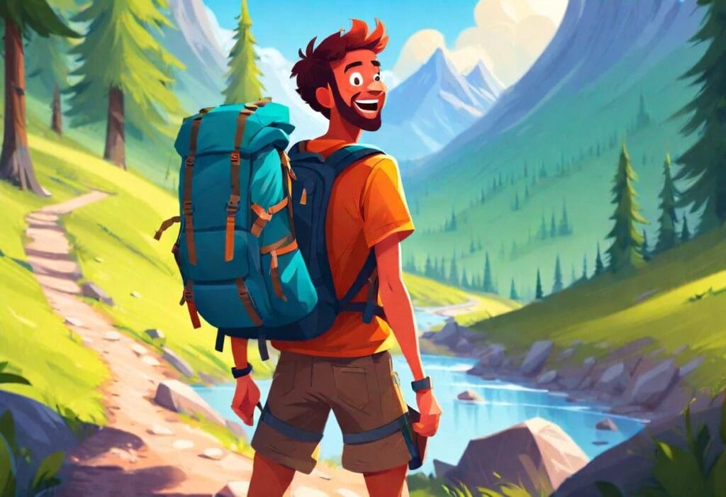 a man is going for hiking with his bag